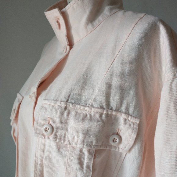 Joie Sirena Linen Blend Utility Military Jacket Belt Shell Pink Women Size L - Picture 7 of 14